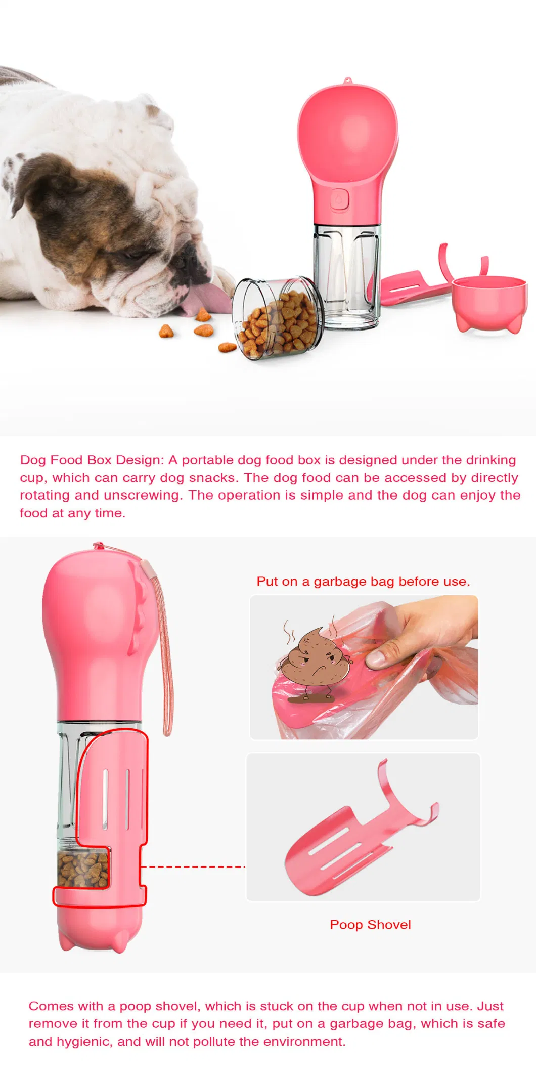 Amazon 4 in 1 Portable Travel Walking Dog Pet Outdoor Feeder Dispenser Drinking Water Bottle Bowl for Travel