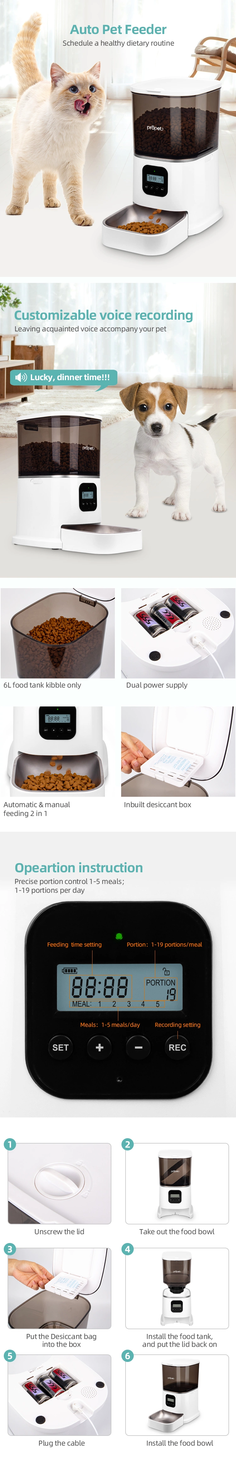 Go-03K Dual Power Supply Customizable Voice Recording Automatic and Manual Feeding 2 in 1 Auto Pet Feeder