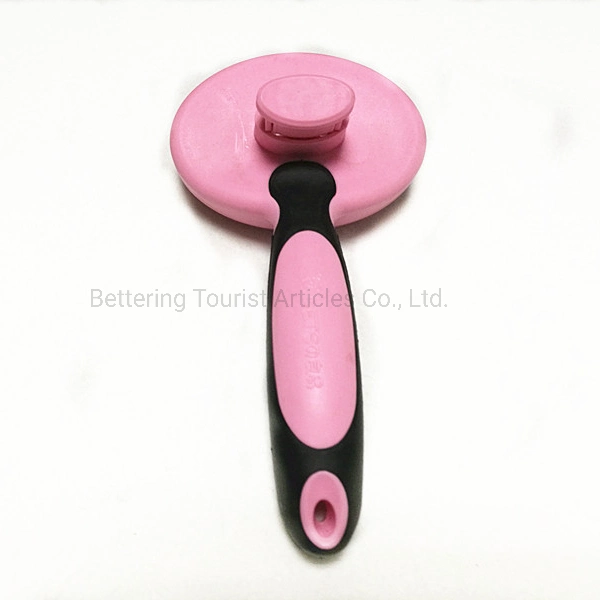 Pink Pet Grooming Comb Hair Brush Push Hair Remove